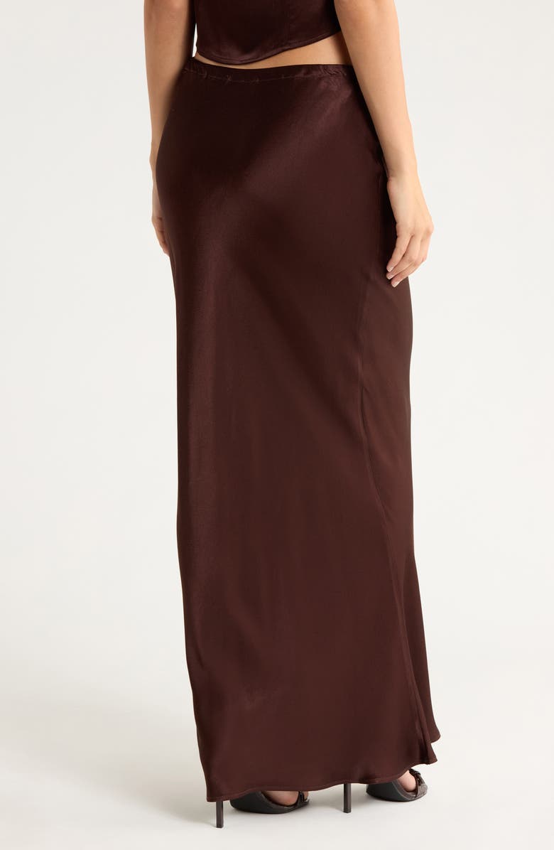 WAYF Drawstring Satin Skirt, Alternate, color, Espresso