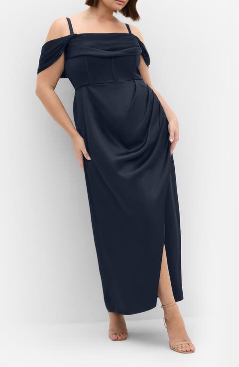 Forbidden Off the Shoulder Maxi Dress (Plus)