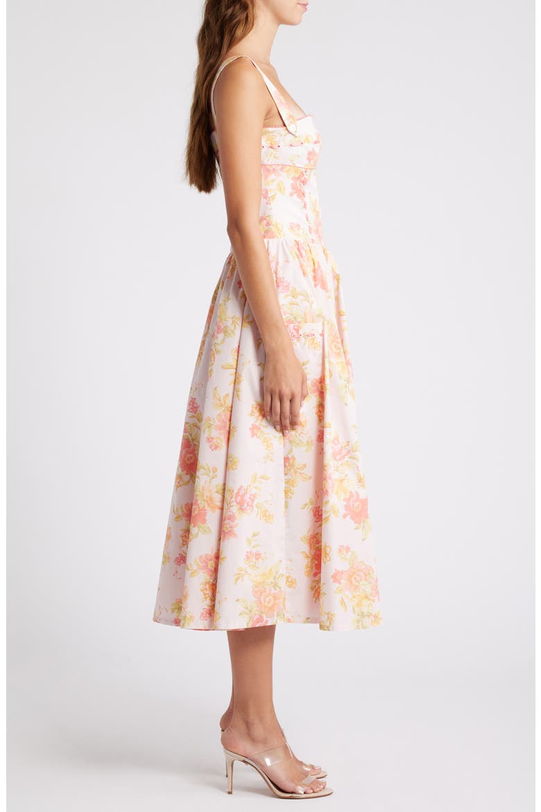 Vivien Midi Sundress, Alternate, color, PEACHED POPPY PRINT