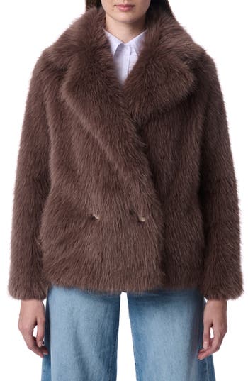 Shop Bernardo Fuzzy Faux Fur Jacket In Taupe
