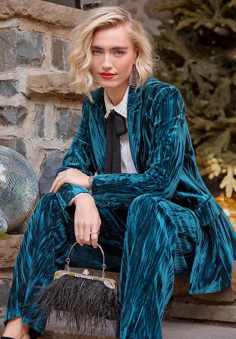 Crinkle Velvet Trouser (plus)