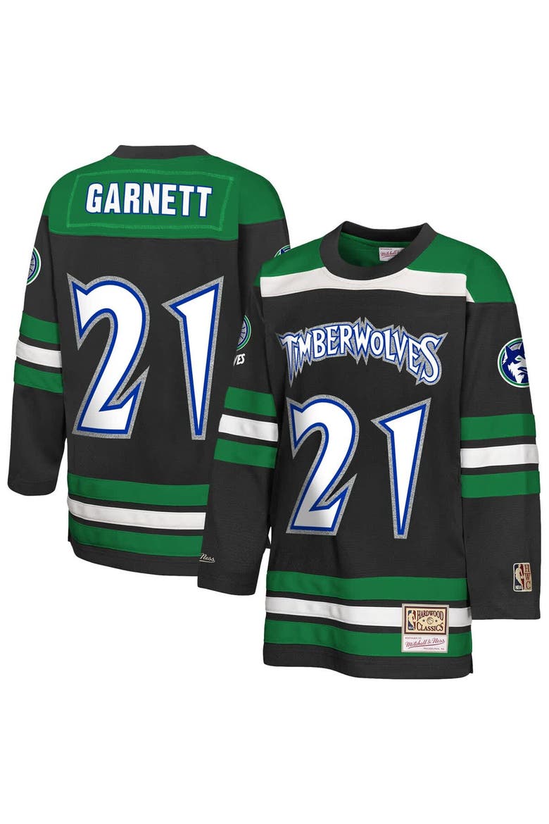 Youth Mitchell & Ness Kevin Garnett Black Minnesota Timberwolves Maxxed Out 2.0 Fashion Hockey Jersey, Main, color, Black