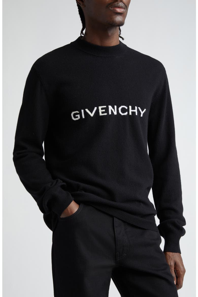 Archetype Logo Intarsia Wool Crewneck Sweater, Alternate, color, BLACK