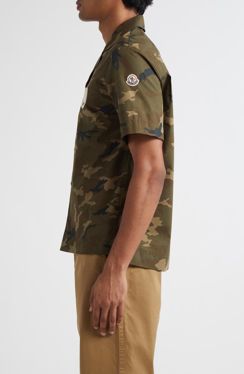 Moncler Camo Camp Shirt, Alternate, color, Camouflage