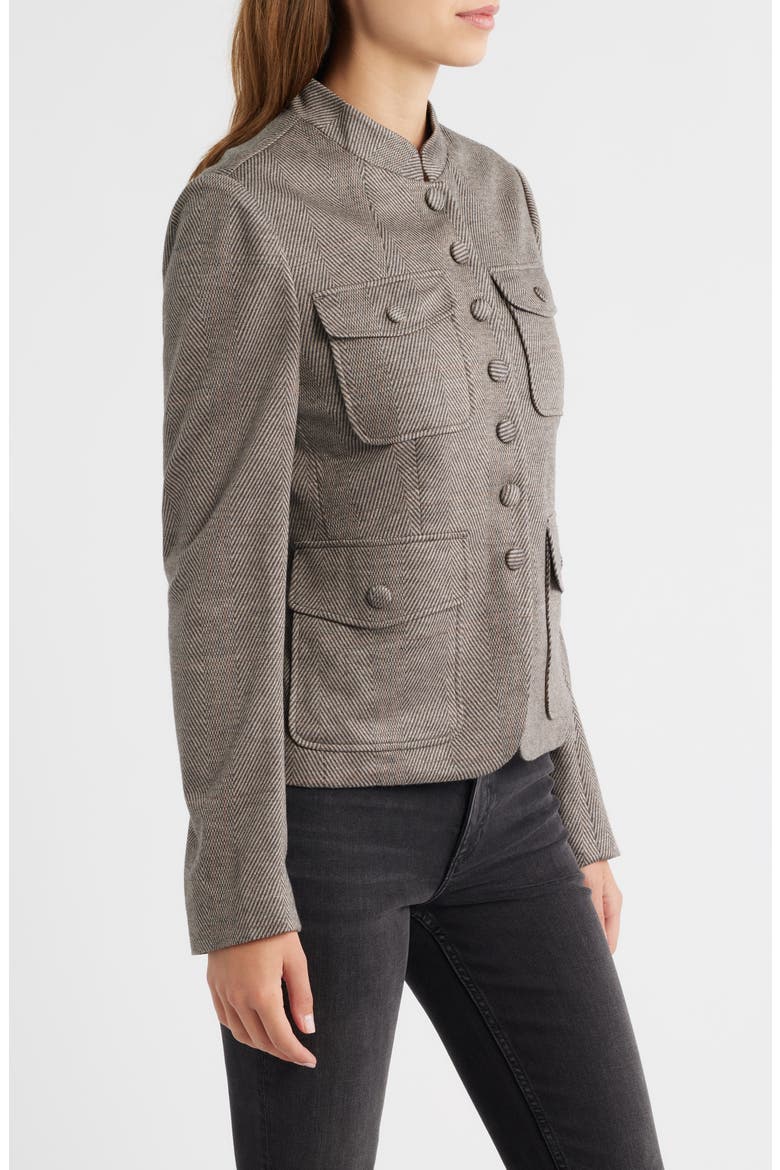 Mercer Mixed Print Ponte Jacket, Alternate, color, BRWMT