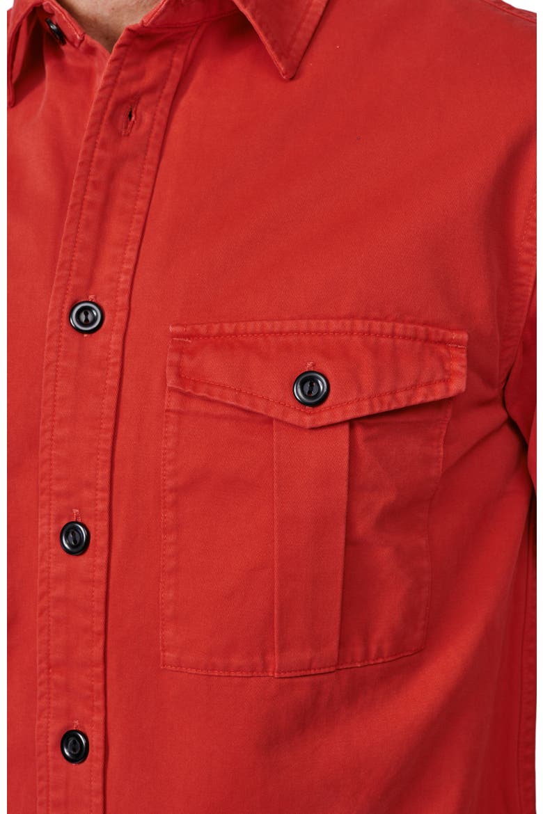 Cole Long Sleeve Twill Overshirt, Alternate, color, Washed Red