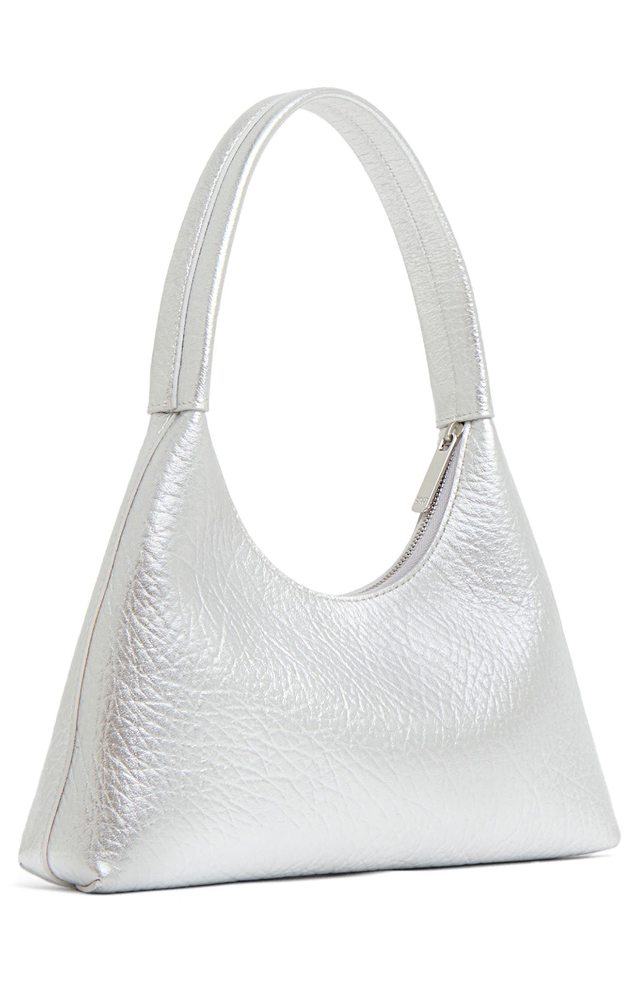 Mansur Gavriel Mini Candy Metallic Leather Shoulder Bag, Alternate, color, Silver