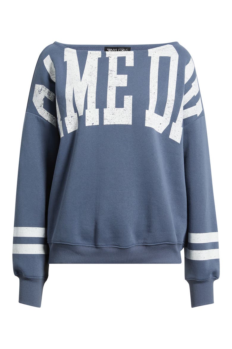 Game Day Off the Shoulder Graphic Sweatshirt, Alternate, color, GRISAILLE