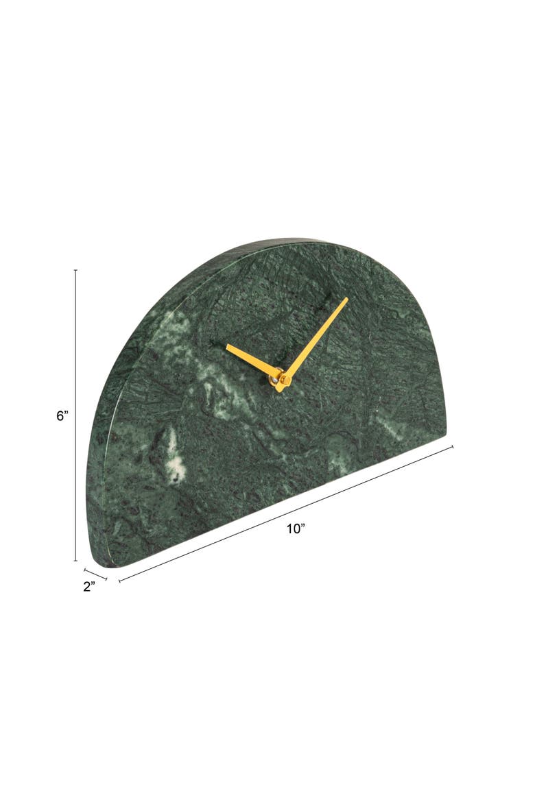 Decorative Half Moon Marble Mantel Clock, Green and Gold, Alternate, color, Green
