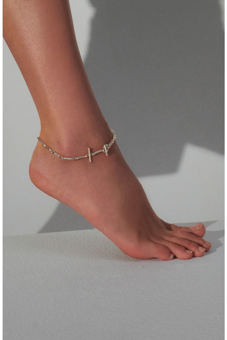 Triplet Toggle Anklet, Alternate, color, SILVER