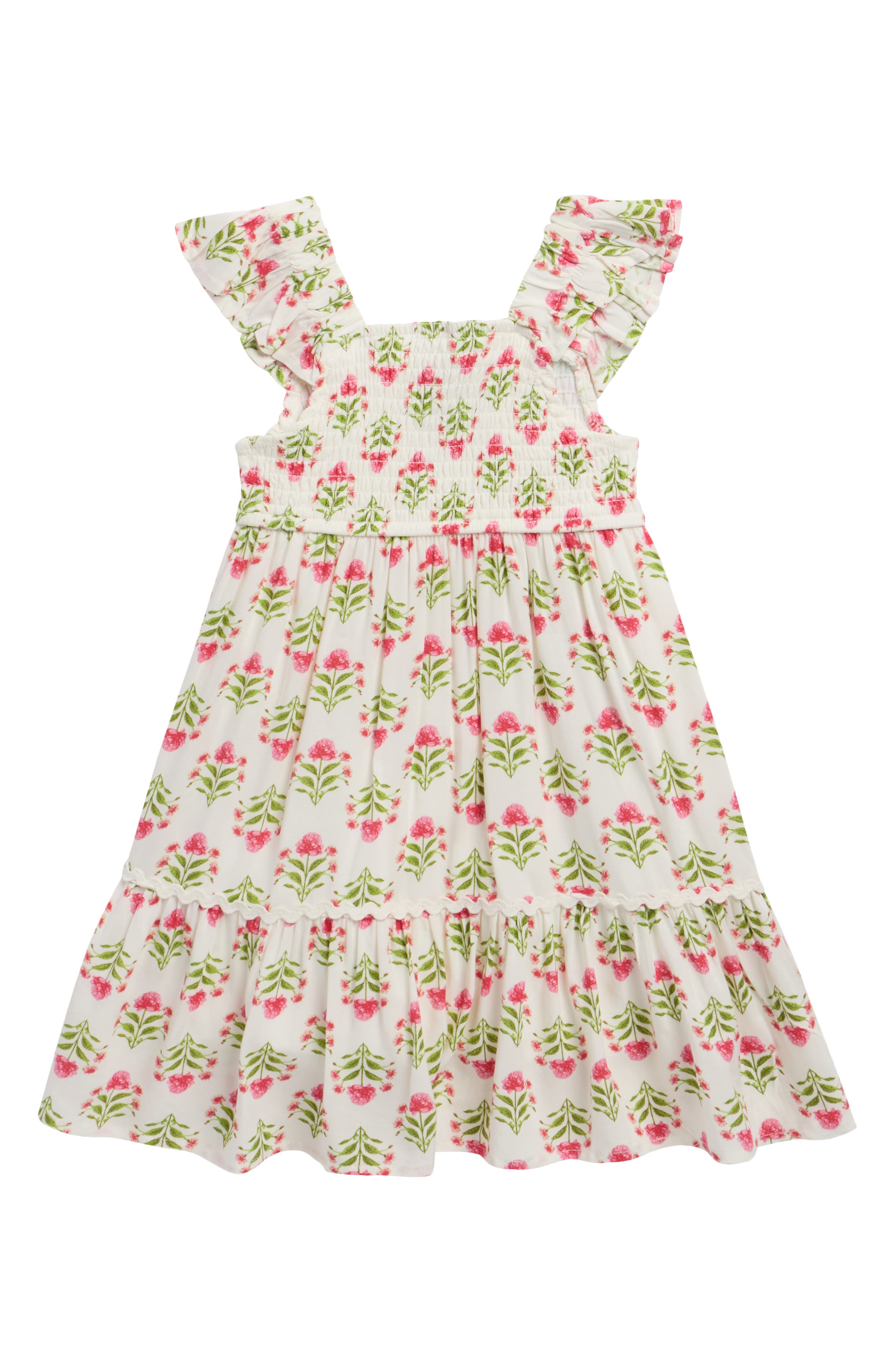 Rare Editions Kids' Print Smocked Tiered Dress