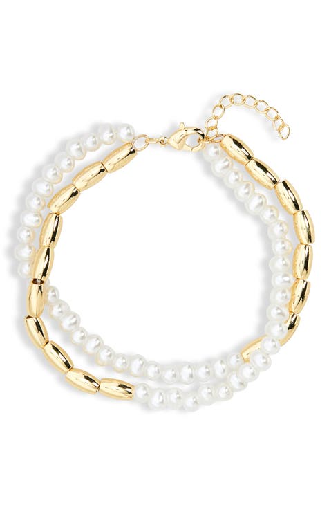 Demi Fine Faux Pearl Layered Bracelet Set