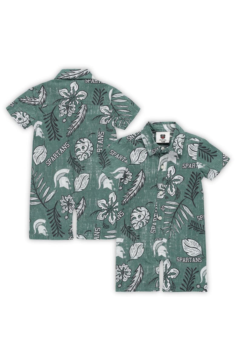 Wes & Willy Infant Wes & Willy Green Michigan State Spartans Vintage Floral Romper, Main, color, Green