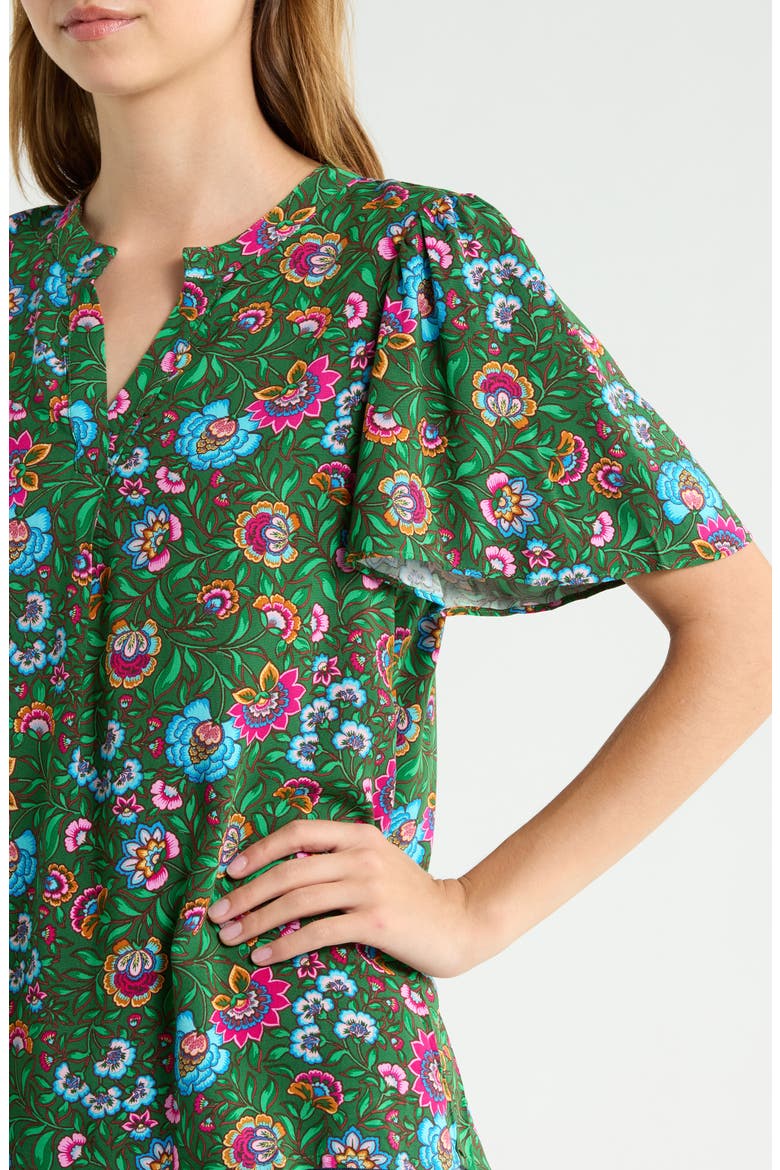 Mivie Floral Pleated Top, Alternate, color, KELLY-MULTI