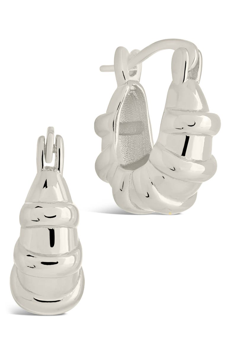 Sterling Forever Abigail Huggie Hoop Earrings, Main, color,