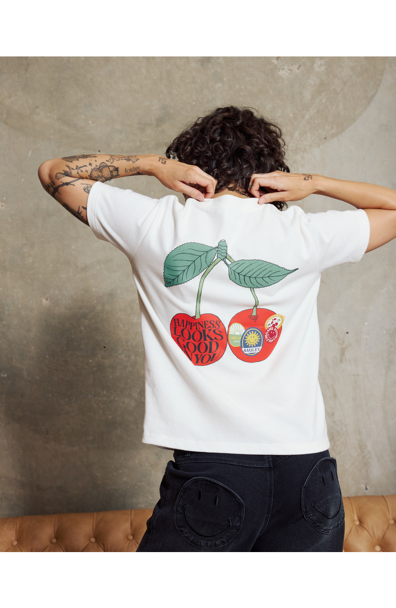 Samii Ryan Smiley Freshly Picked Boxy Tee, Main, color, White