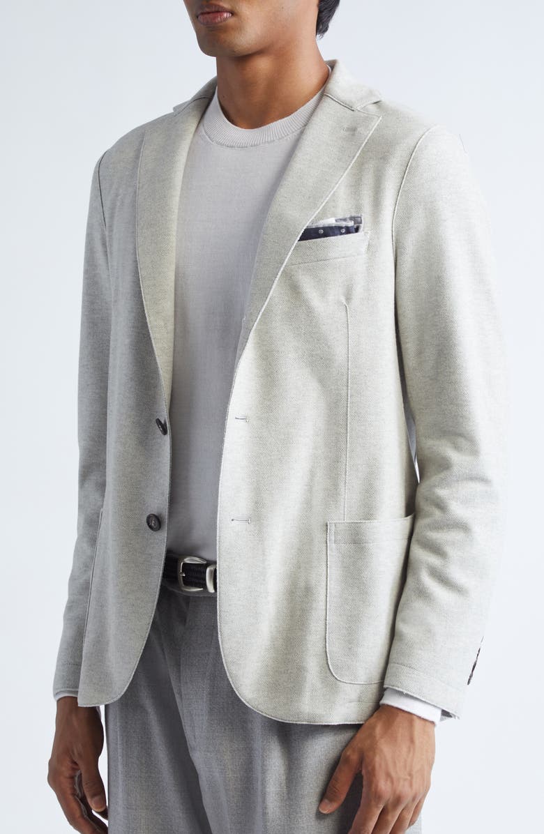 Eleventy Single Breasted Herringbone Sport Coat with Removable Hooded Bib, Alternate, color, 13 Light Gray Melang