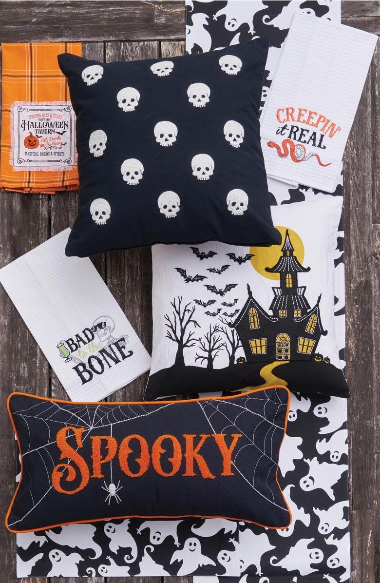 C&F Home Halloween Skulls Accent Throw Pillow, 18" x 18", Alternate, color, Black