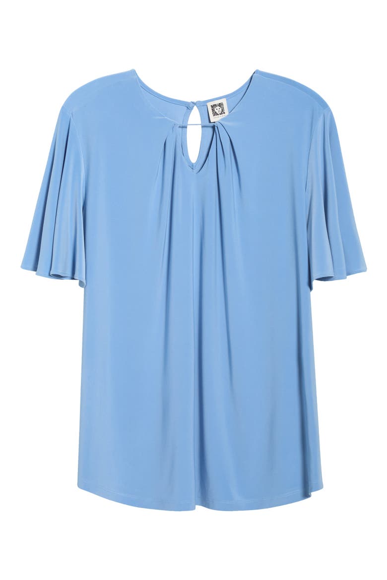 Pleat Neck Bell Sleeve Top, Alternate, color, LAGOON