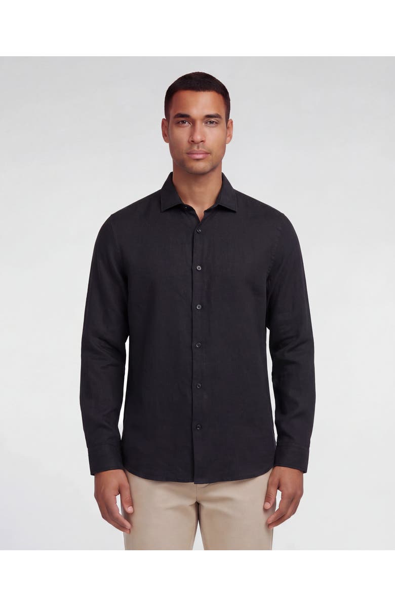 Lords of Harlech Linen Long Sleeve Shirt, Main, color, Black