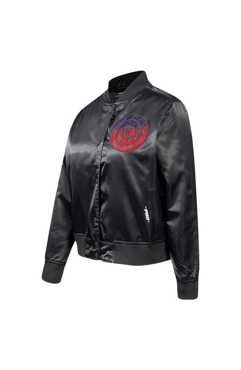 PRO STANDARD Women's Pro Standard Black Chicago Cubs Rhinestone Satin Full-Snap Jacket, Alternate, color, Black