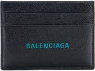 Balenciaga Cash Logo Leather Card Case