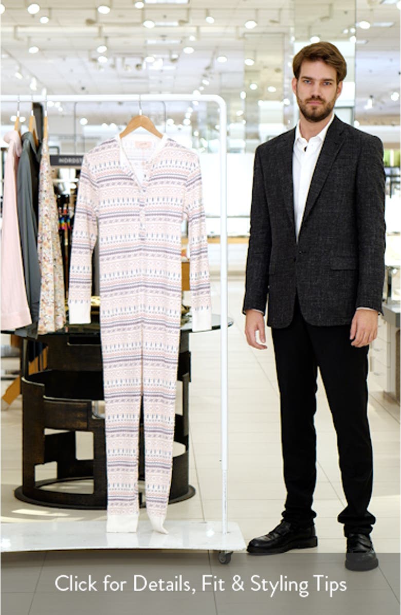 Fair Isle Waffle Knit Pajama Jumpsuit, sales video thumbnail