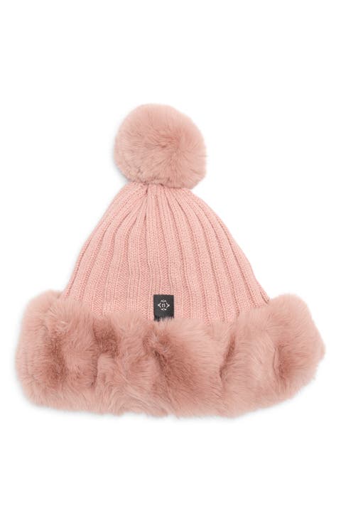 Oversize Faux Fur Trim Beanie