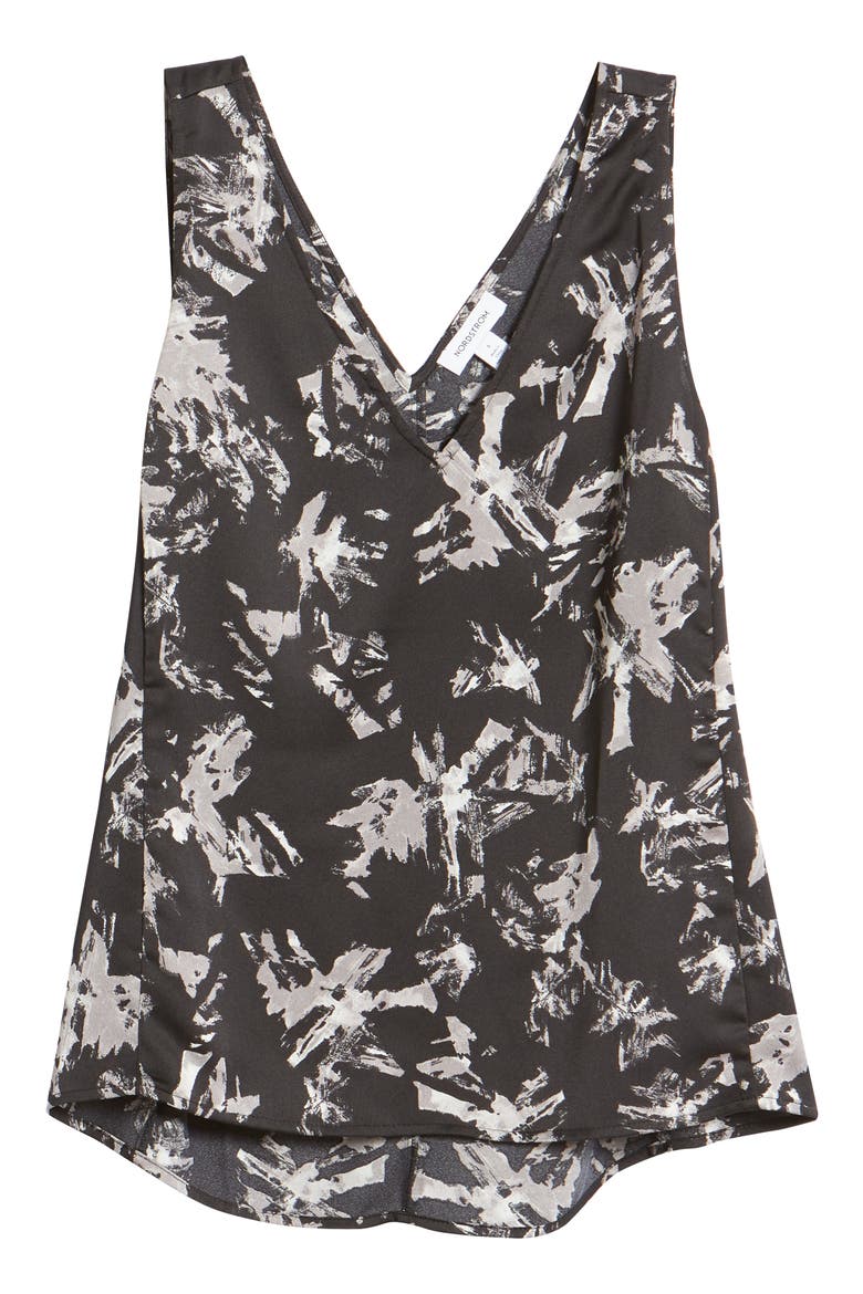 V-Neck Tank Top, Alternate, color, BLACK- SILVER WASH FOIL