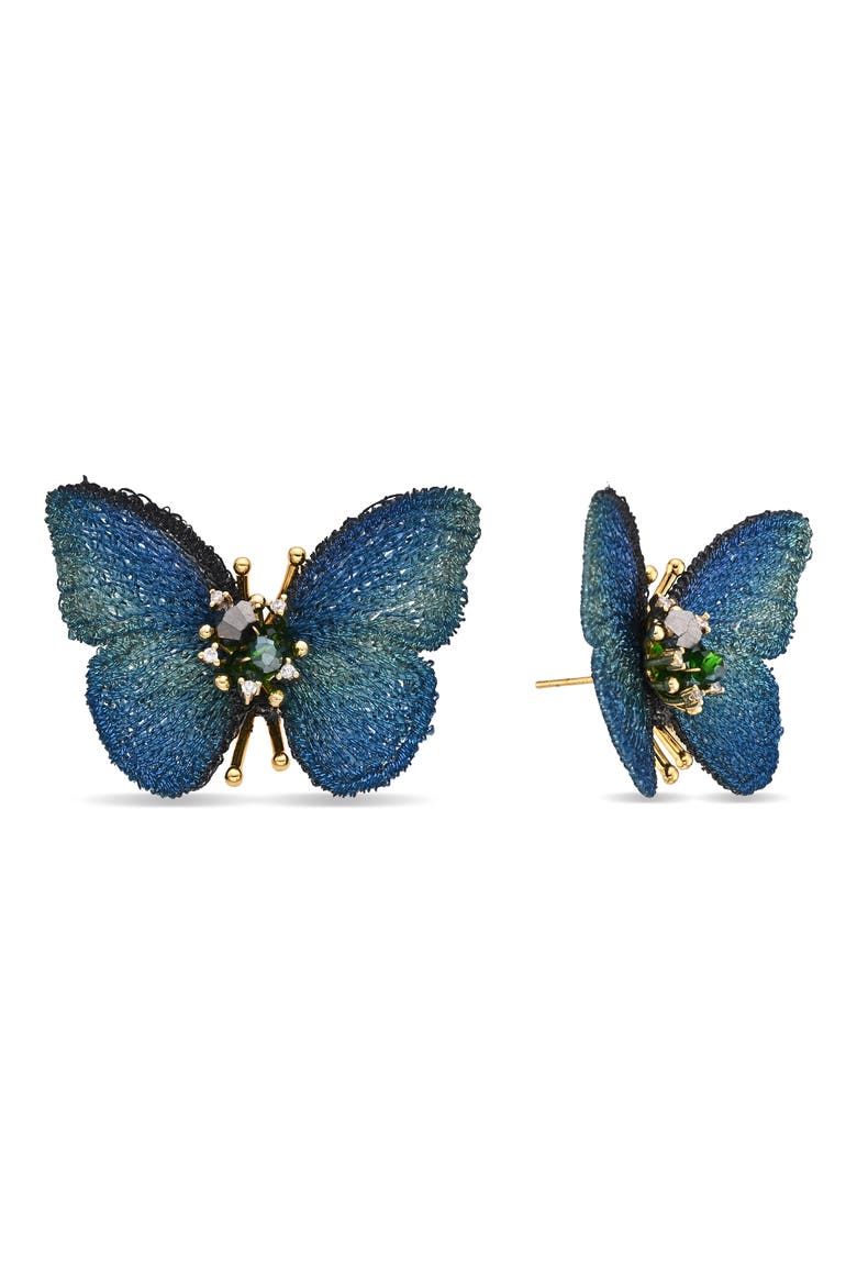 Take Flight Butterfly Stud Earrings, Main, color, BLUE