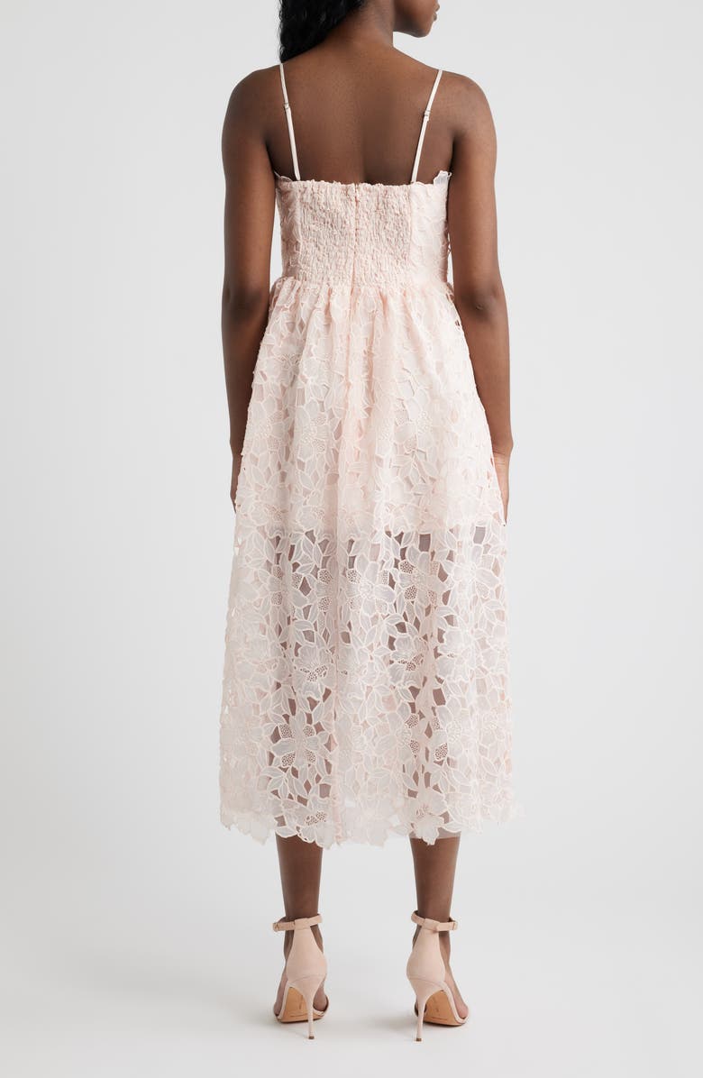 Lucy Paris Holly Floral Lace Midi Dress, Alternate, color, Pink