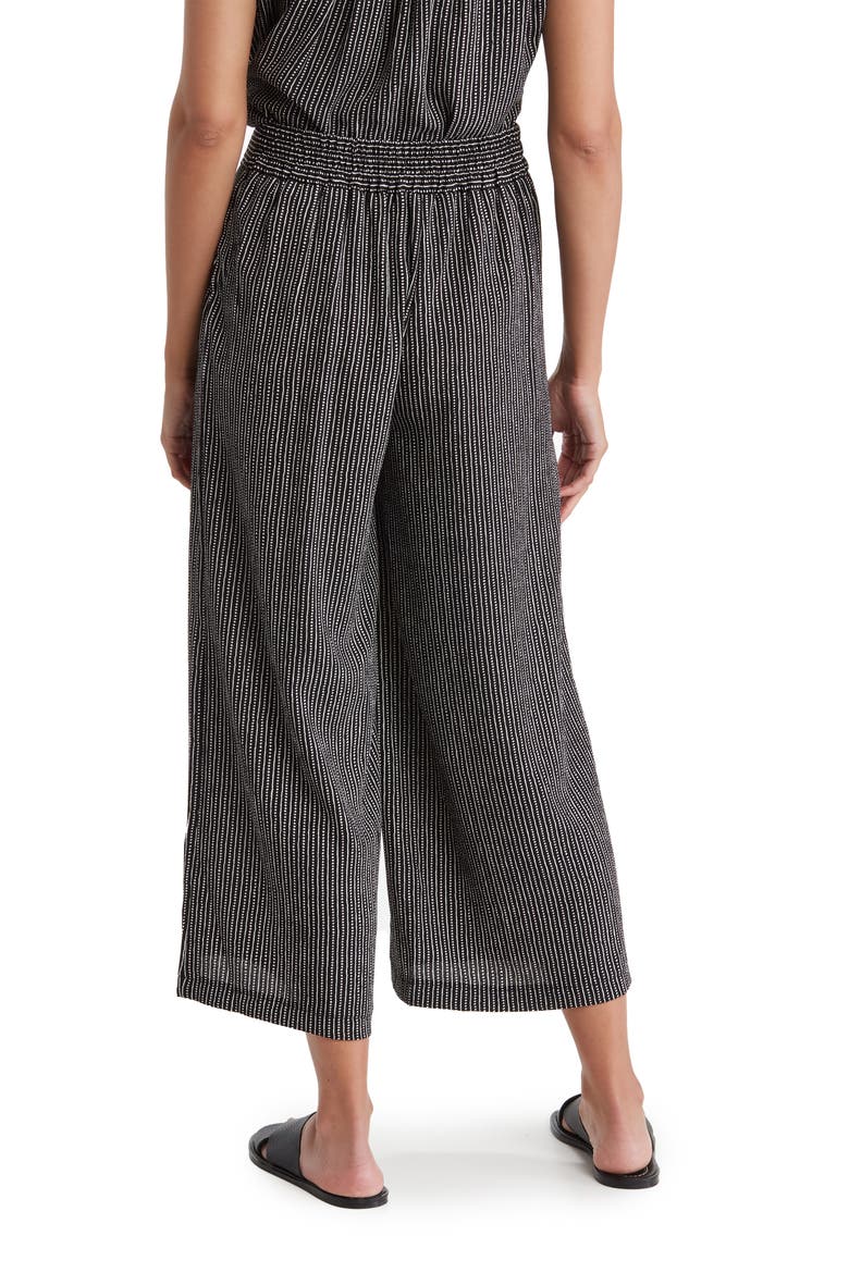 Pull-On Crop Wide Leg Pants, Alternate, color, BLACK/ CREAM STRIPE DASH