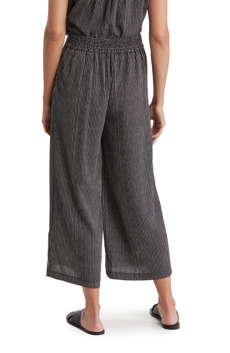 MAX STUDIO Pull-On Crop Wide Leg Pants, Alternate, color, Black/ Cream Stripe Dash