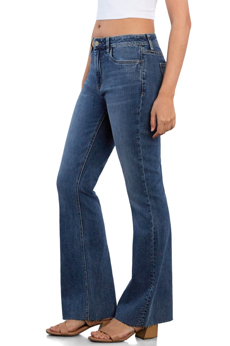 Happy Relaxed Raw Hem Flare Jeans, Alternate, color, SHINE BLUE