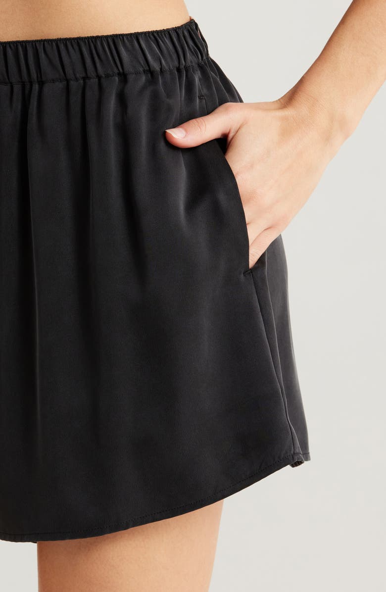 Lunya Washable Silk Button-Up Short Pajamas, Alternate, color, Immersed Black