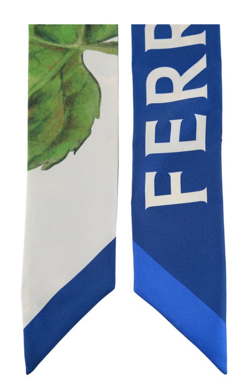 Ferragamo Skinny Silk Scarf In Blue