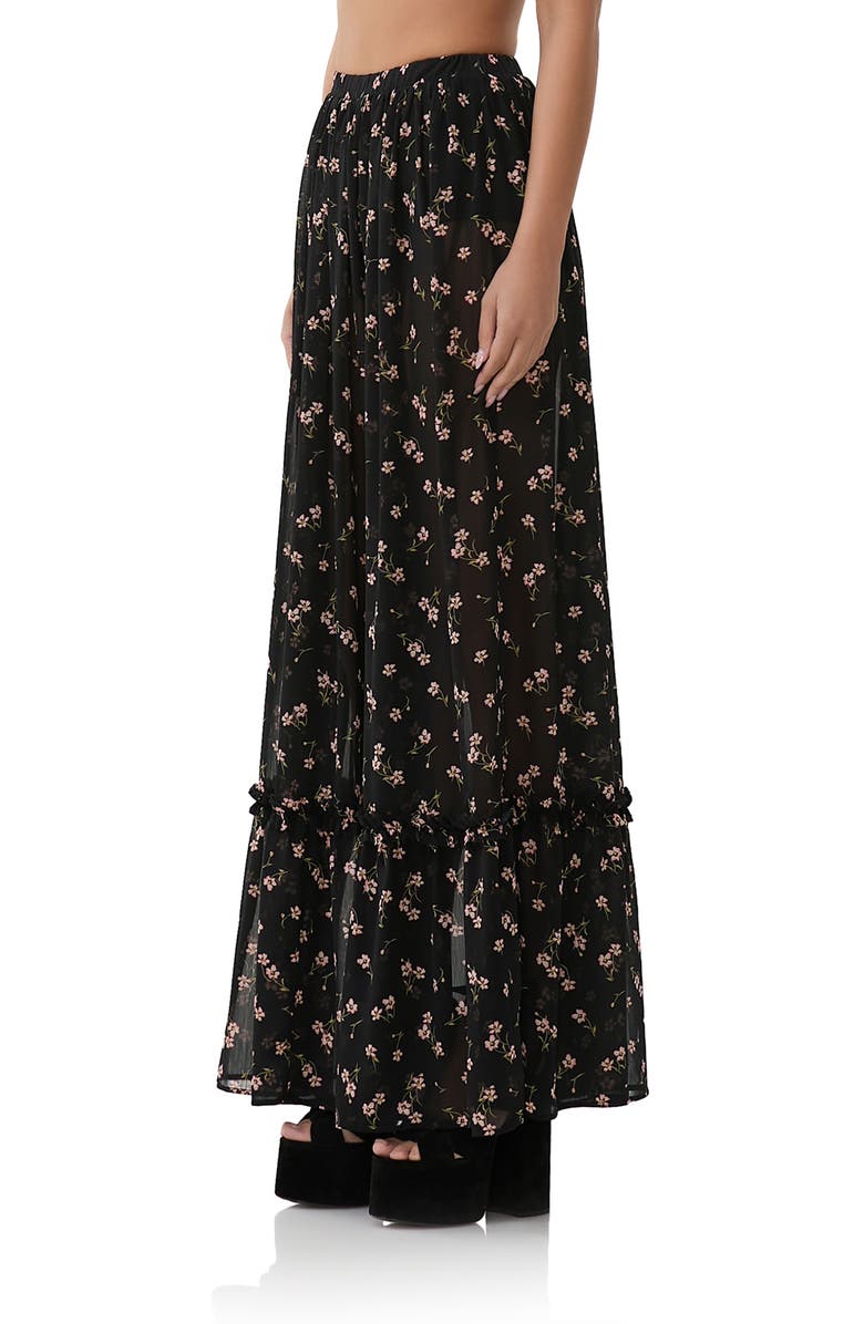 AFRM Allegra Floral Semisheer Chiffon Maxi Skirt, Alternate, color, Delicate Ditsy