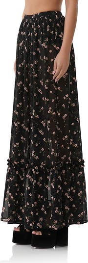 Allegra Floral Semisheer Chiffon Maxi Skirt
