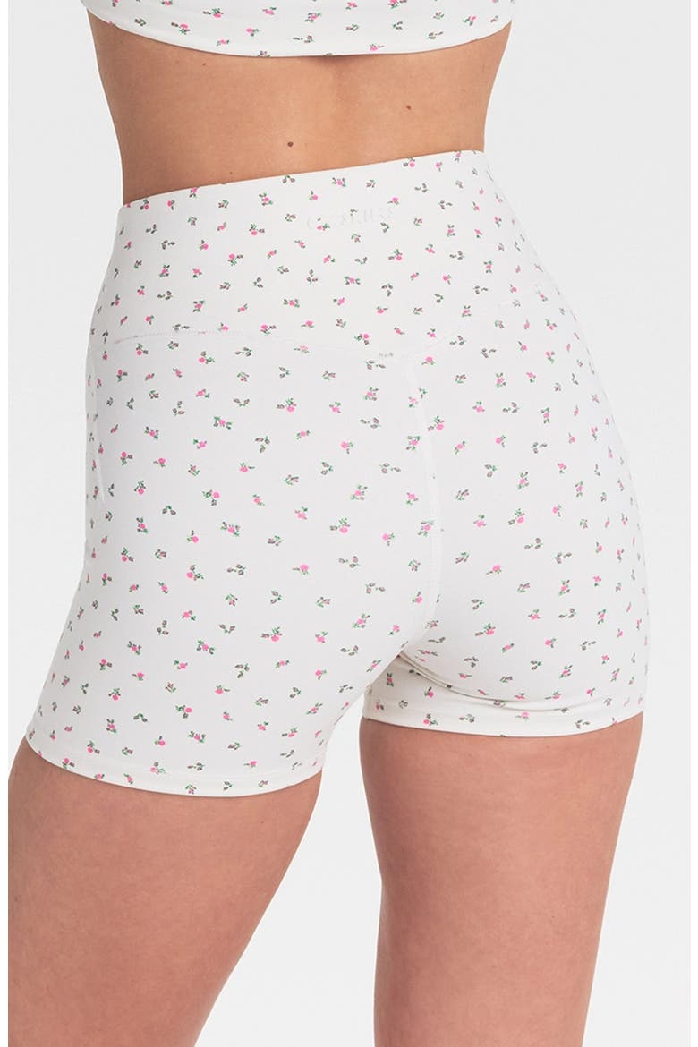 Matte Floral High Waist Shorts, Alternate, color, NSKM ACTV IVORY/ NSKM FLAMINGO