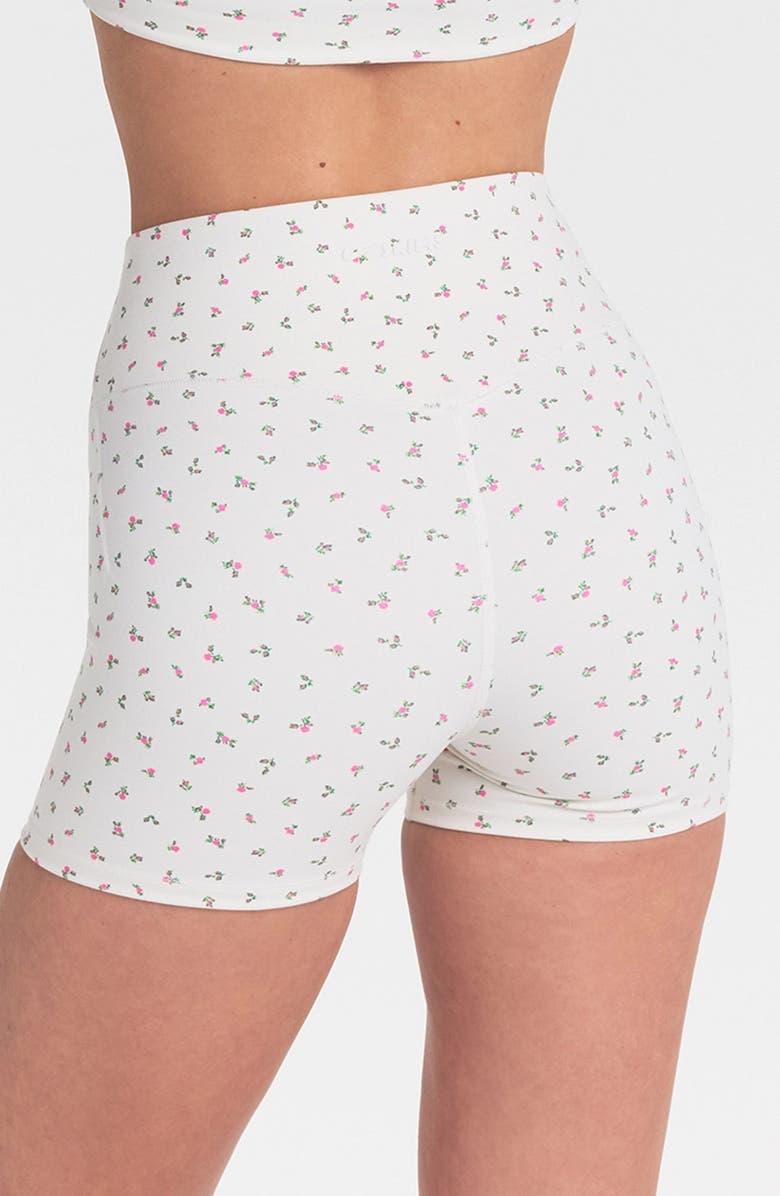 NikeSKIMS Matte Floral High Waist Shorts, Alternate, color, Nskm Actv Ivory/ Nskm Flamingo