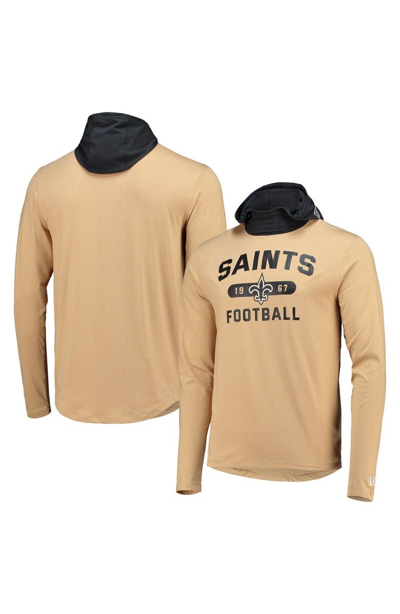 New Era Men's New Era Gold/Black New Orleans Saints Active Block Hoodie Long Sleeve T-Shirt, Main, color, Gold