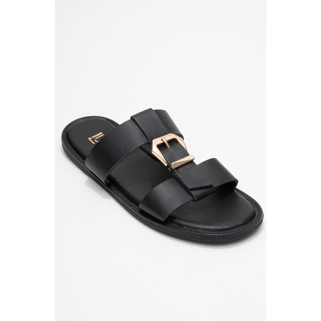 Forever & Always Shoes Sveta Leather Buckled Sandal In Black