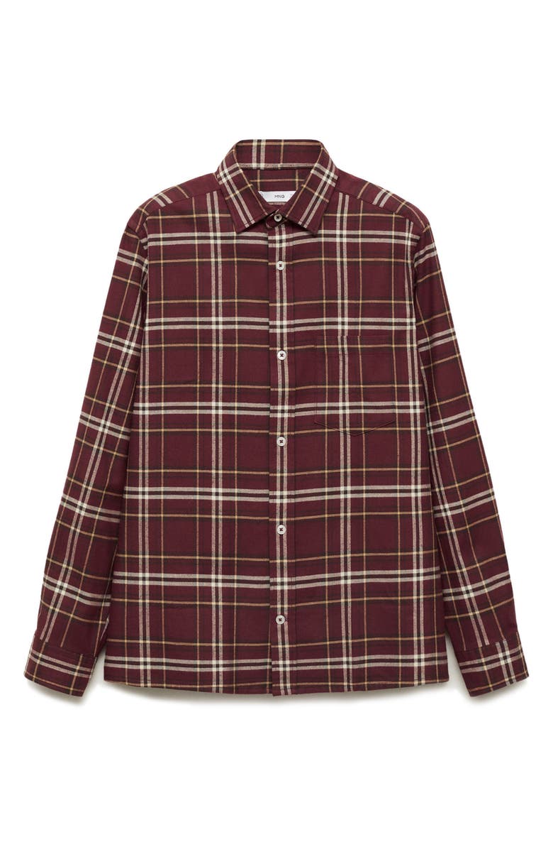 MANGO Plaid Cotton Flannel Button-Up Shirt, Alternate, color, 