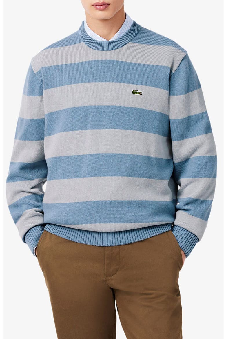 Striped Cotton Crewneck Sweater, Main, color, ARAL/ SHELL GREY