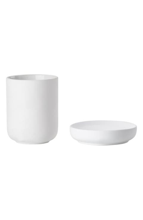 Ume Soap Dish & Toothbrush Mug Stoneware Set
