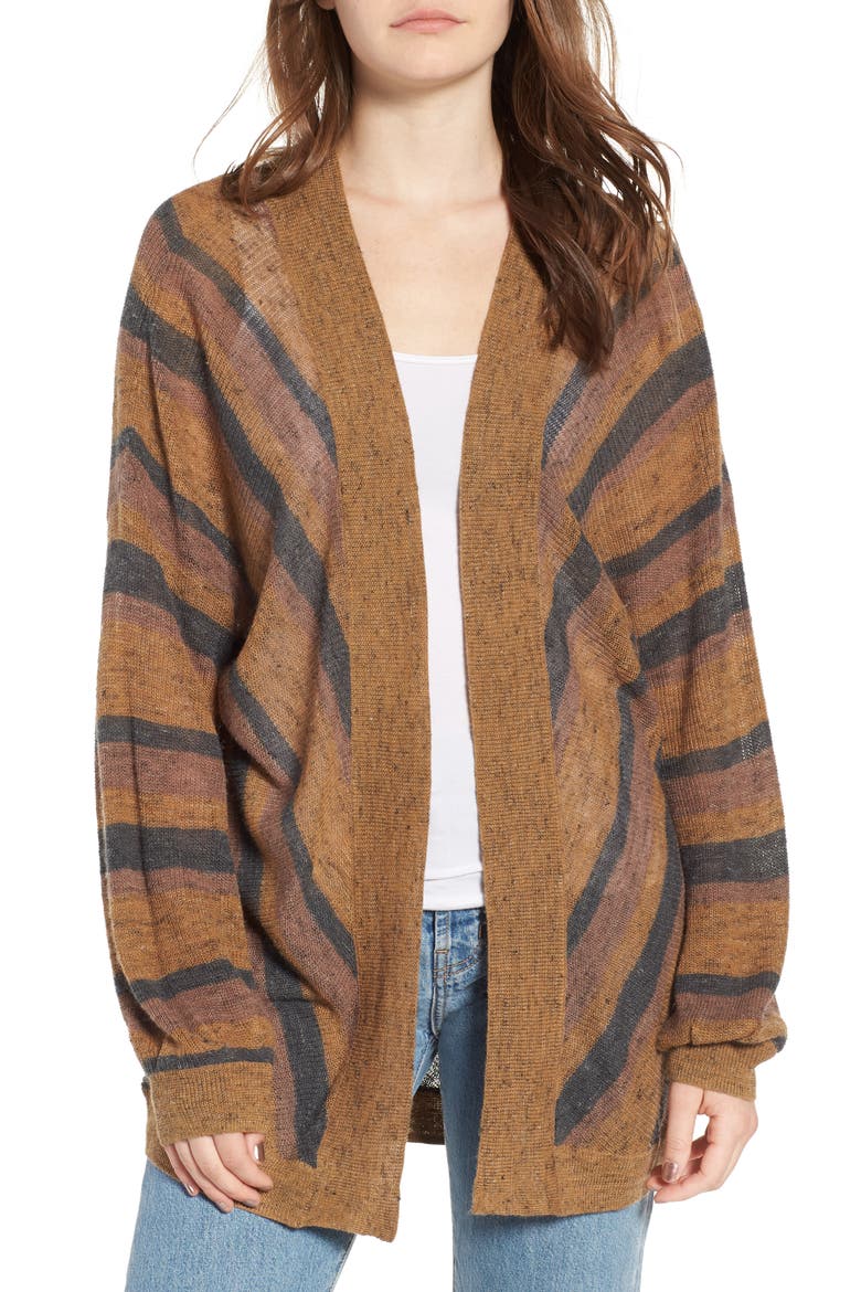 Dolman Sleeve Cardigan, Main, color, BROWN- GREY COMBO
