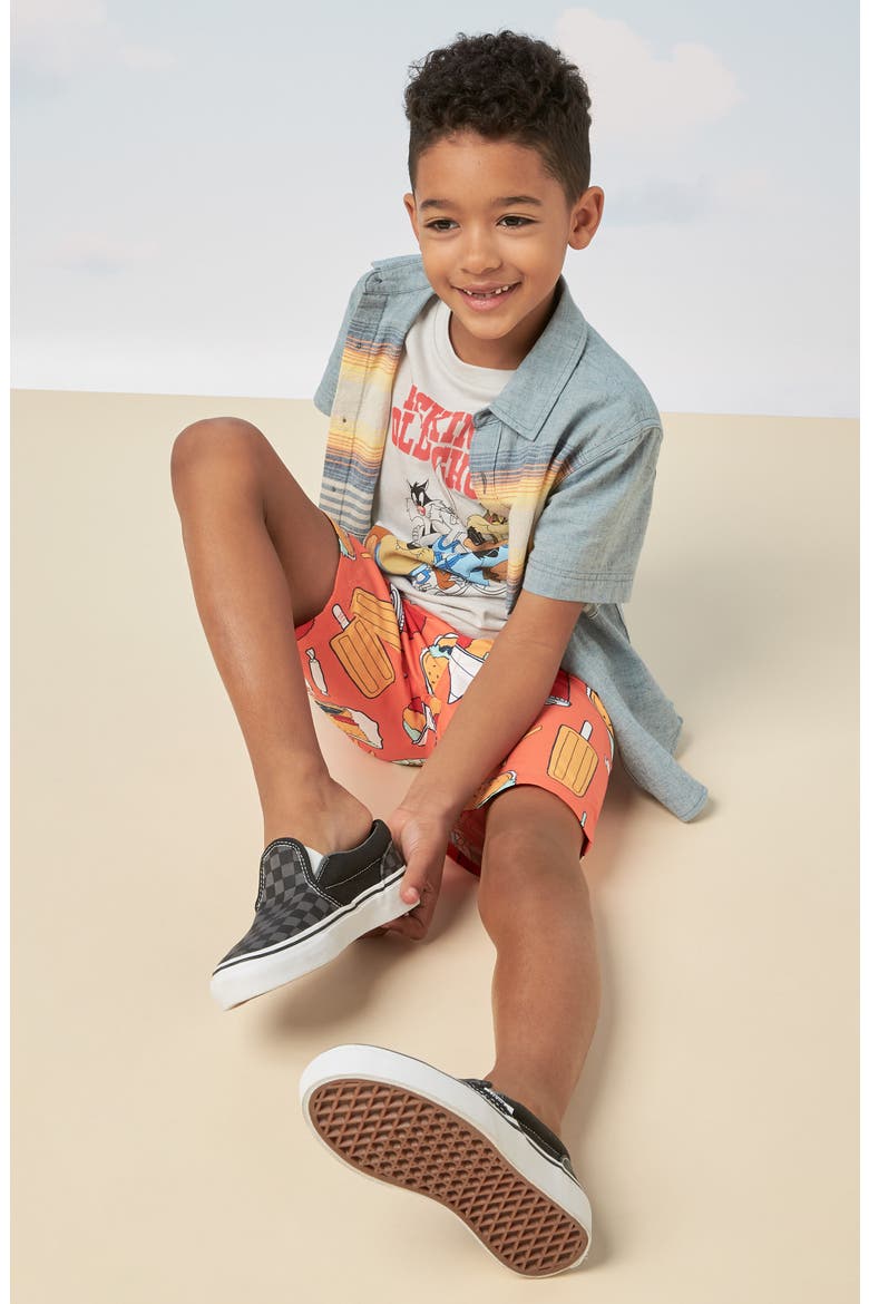 'Sand 'N My Trunks' Swim Trunks, Alternate, color, ORANGE LILY JUNK FOOD