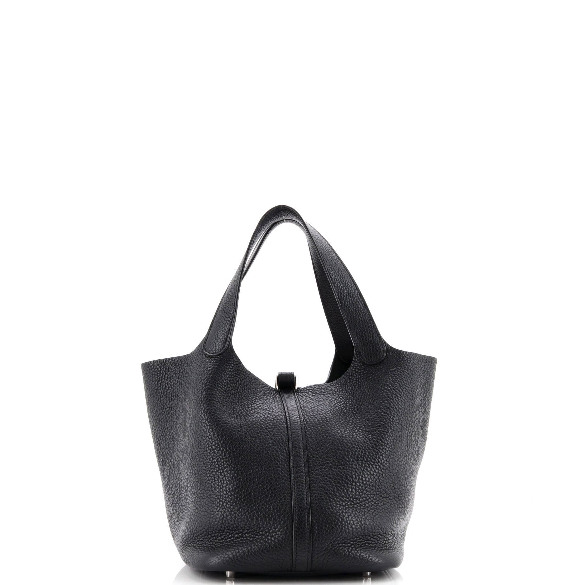 Pre-Owned Hermes Picotin Lock Bag Clemence MM, Alternate, color, Noir