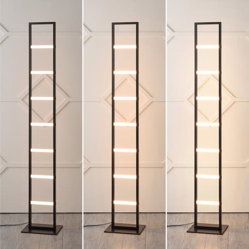 Jonathan Y Ivan 59.3" Minimalist Modern Iron Ladder Dimmable Integrated Led Floor Lamp, Black