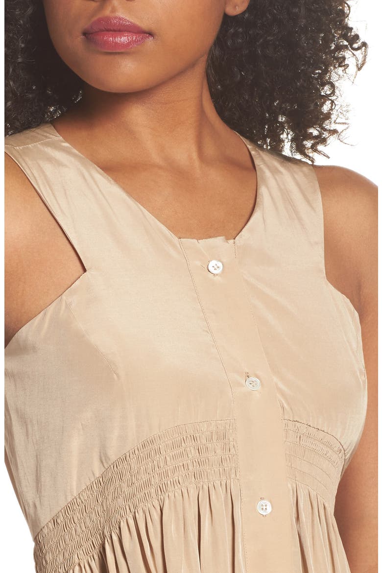 Aria Cotton & Silk Midi Dress, Alternate, color, BEIGE